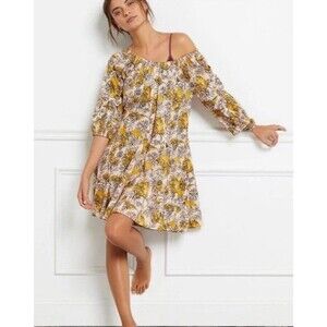 Daily Practice Anyhropologie L Sunflower Dress Swing Peasant Tunic Mollie Mini